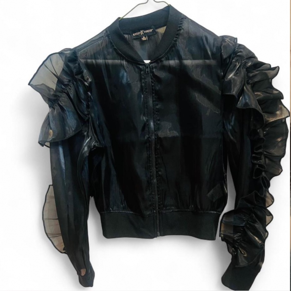 Ruffle sheer tulle jacket